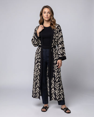 Damen Langärmeliger Kaftan mit Schlangenmuster R&B