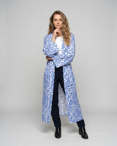 Damen langer Kaftan mit elegantem Tierdruck und weitem Schnitt R&B