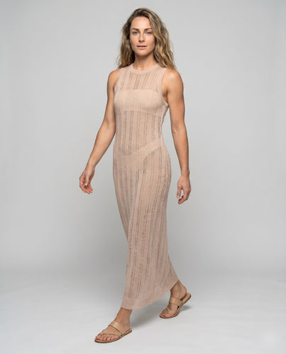 Damen langer, luftiger Strandüberwurf mit elegantem Lochmuster R&B