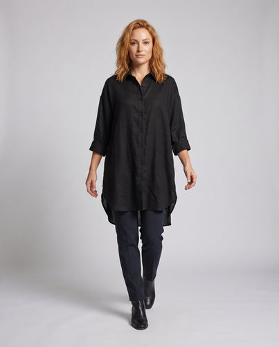 Damen lässige Oversize-Hemdbluse mit eleganten Knopfdetails R&B