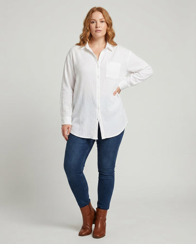 Damen lässige Strandbluse aus leichtem Baumwollstoff R&B