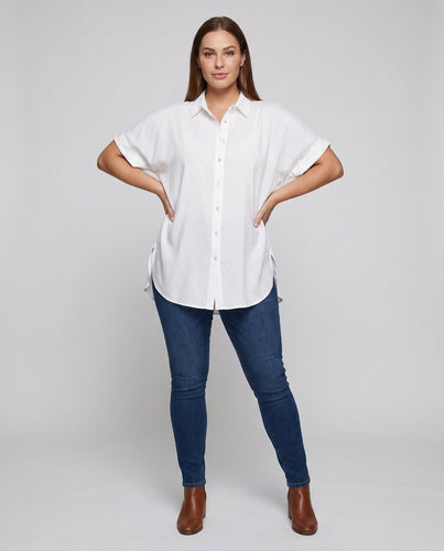 Damen lässige Strandbluse mit elegantem Schnitt und praktischen Knopfdetails R&B