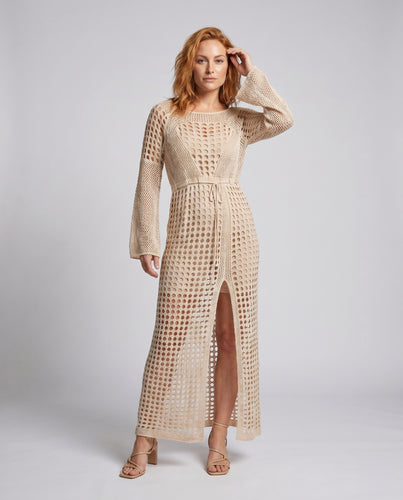 Damen luftiger Häkel-Strandmantel mit V-Ausschnitt und transparentem Design R&B