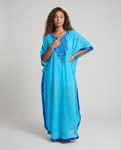 Damen luftiger und eleganter Strandkaftan mit aufwendiger Stickerei R&B