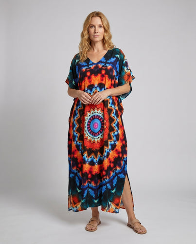 Damen Maxi-Kaftan mit elegantem Muster R&B