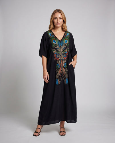 Damen Maxi-Kleid mit exklusiver und detailreicher Stickerei R&B