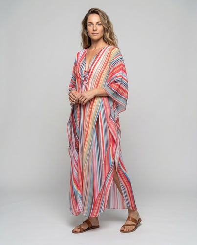 Damen Maxikaftan mit elegantem Blumenmuster R&B