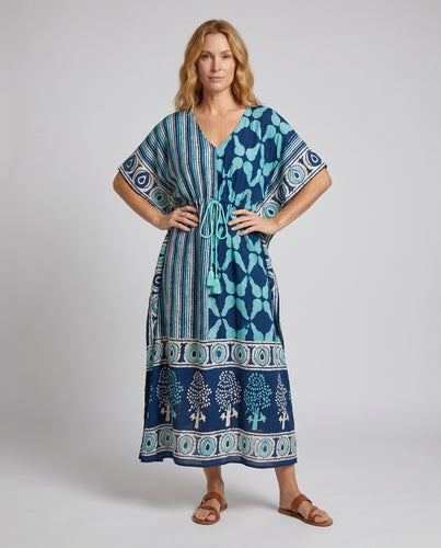 Damen Maxikleid mit elegantem Paisley-Muster und seitlichen Schlitzen R&B