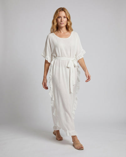 Damen Maxikleid mit elegantem V-Ausschnitt, fließendem Material und seitlichen Schlitzen R&B