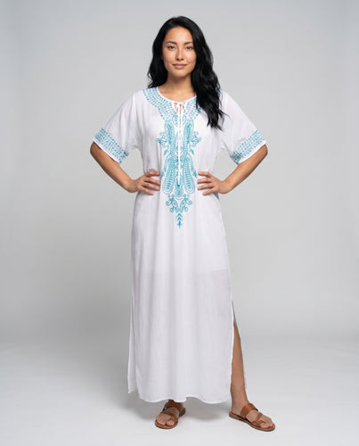 Damen Maxikleid mit exquisiter, handgefertigter Stickerei Heidi Mode