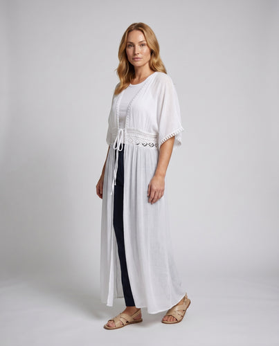 Damen Strandkaftan mit attraktiven Häkelakzenten Heidi Mode