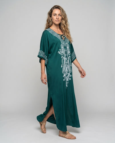 Damen Strandkaftan mit kunstvoller Spitzenverzierung Heidi Mode