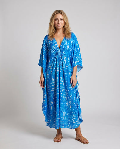 Damen Strandkleid im Leopardenlook mit elegantem V-Ausschnitt und weit schwingenden Ärmeln Heidi Mode