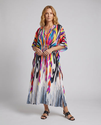 Damen Strandkleid mit buntem Muster Heidi Mode