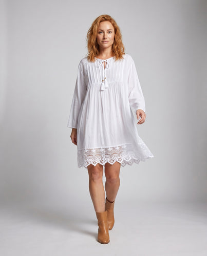 Damen Strandkleid mit eleganter Häkelspitze Heidi Mode