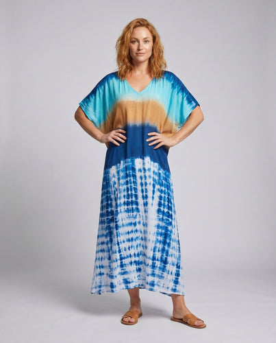Damen Strandtunika mit künstlerischem Farbverlauf und weitem Schnitt Heidi Mode