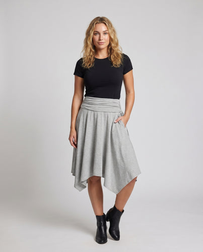 Damen nan asymmetrischer Jersey-Midirock mit gerafftem Wickelbund