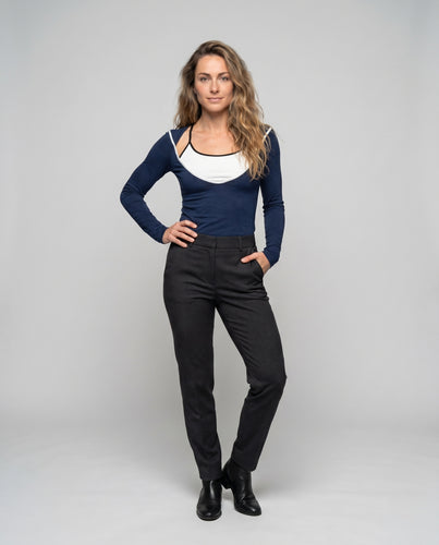 Damen nan doppellagiges Langarmshirt mit integriertem Cami-Einsatz und taillierter Silhouette