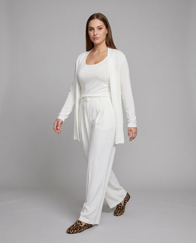 Damen nan Feinstrick-Zweiteiler mit offener Longcardigan und formendem Cami aus Modalmix