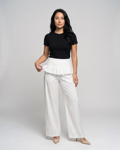 Damen nan hochtaillierter Peplum-Taillengürtel mit Broderie-Anglaise und Kellerfalten