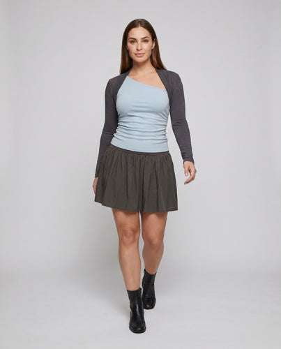 Damen nan kurzer Bolero-Cardigan mit Daumenlochärmeln und taillierter Passform