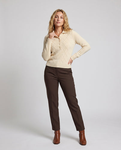 Damen nan kuscheliger Zopfstrickcardigan mit Schalkragen und durchgehender Knopfleiste