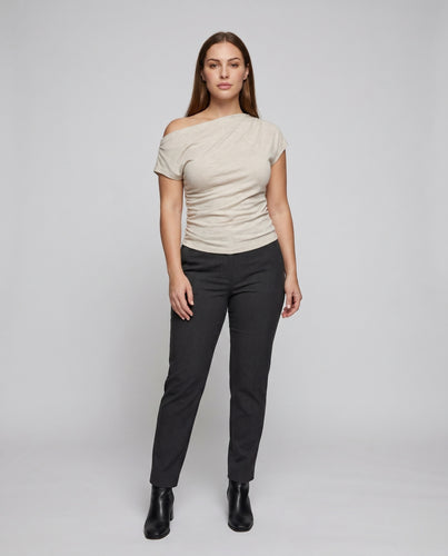 Damen nan lässiges Dolman-T-Shirt mit weitem U-Boot-Ausschnitt, kastiger Passform und weichem Jersey