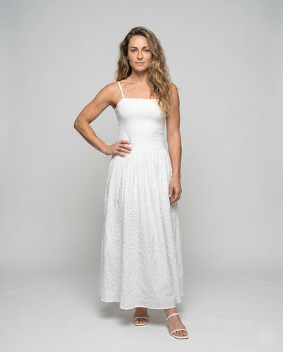 Damen nan luftiges Maxikleid mit schmalen Spaghettiträgern, quadratischem Ausschnitt und ausgestelltem Baumwollrock