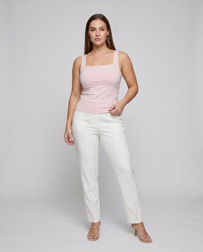 Damen nan minimalistisches Ringel-Rippcami mit eckigem Ausschnitt und breiten Trägern