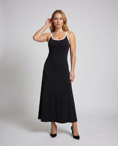Damen nan schlankes Maxi-Trägerkleid mit gekreuzten Spaghettiträgern, figurbetontem Oberteil und fließendem A-Linien-Rock