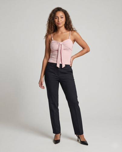Damen nan tailliertes Jersey-Cami mit Knotenfront und Perlenträgern