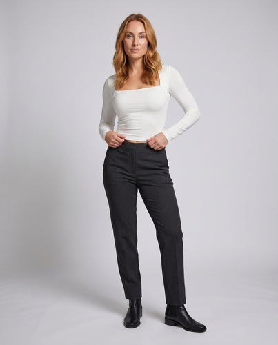 Damen nan tailliertes Layer-Crop-Top mit schulterbedeckendem Bolero und enganliegenden Langärmeln