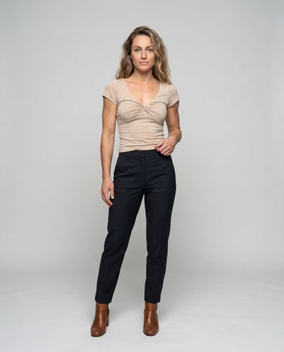 Damen nan tailliertes Top mit Drehknoten und gerafftem Brustdetail