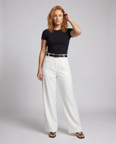 Damen Hochwertige Chinohose mit hohem Bund und Gürtel