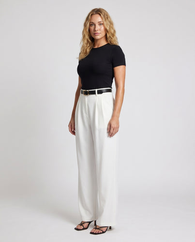 Damen weite Hochbundhose mit elegantem Belt