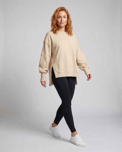 Damen lockerer Oversize-Pullover mit asymmetrischem Saum und Ballonärmeln