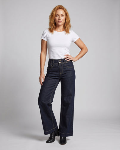 Damen weite Jeans mit hohem Taillenbund und vielseitigem Schnitt