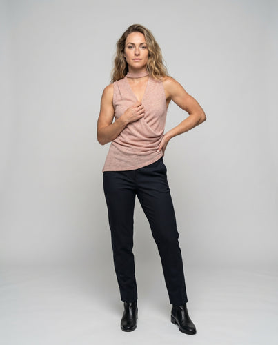Damen Wickeloberteil mit eleganter Drapierung und asymmetrischem Design