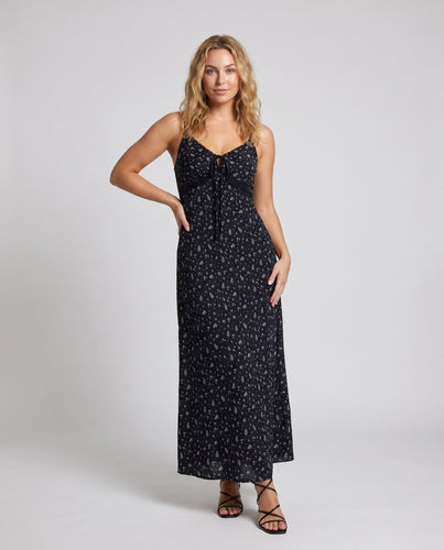 Damen Maxikleid mit zarten floralen Mustern und Spaghettiträgern
