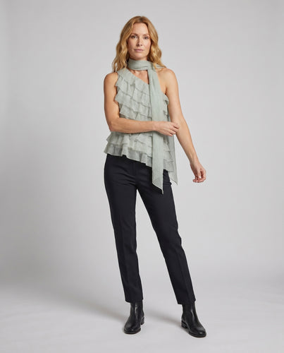 Damen ärmelloses Top mit voluminösen Rüschendetails und schickem Schleifenkragen