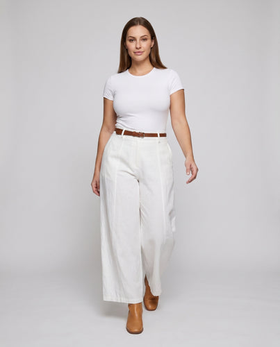 Damen elegante Leinenhose mit stilvollem Gürtel