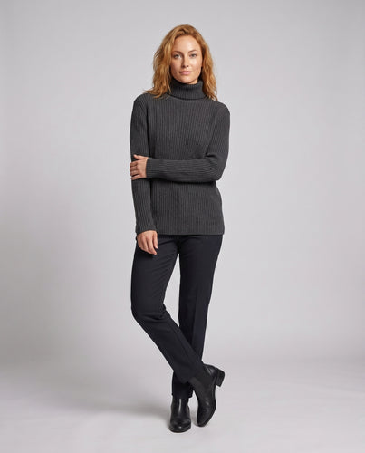 Damen Gemusterter Rollkragenpullover aus feiner Wolle