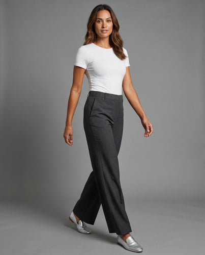 Damen Hoch taillierte Stoffhose mit eleganten Falten