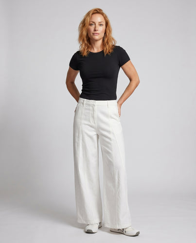 Damen Hochwertige Leinen-Palazzo-Hose mit lässigem Schnitt