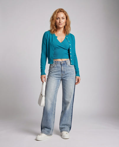 Damen Jeans mit funkelnden Strass-Applikationen und weitem Schnitt