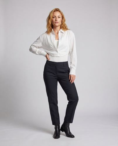 Damen Langarm Bodysuit mit eleganter Knopfleiste und weich fließendem Stoff