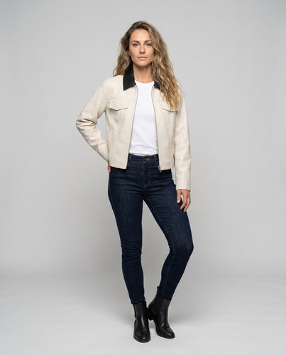 Damen lässige Jacke mit modernem Kragen und praktischen Taschen