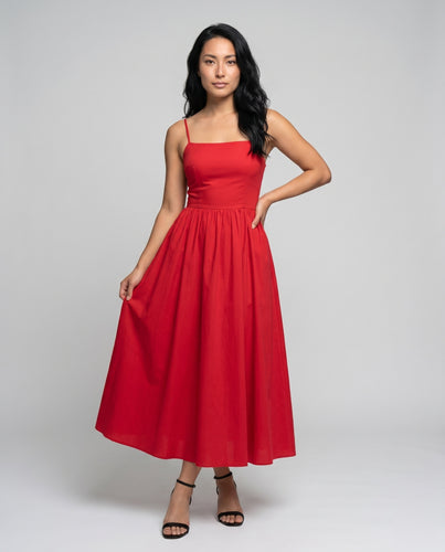 Damen Maxikleid mit offenem Rückendetail und verstellbaren Spaghettiträgern