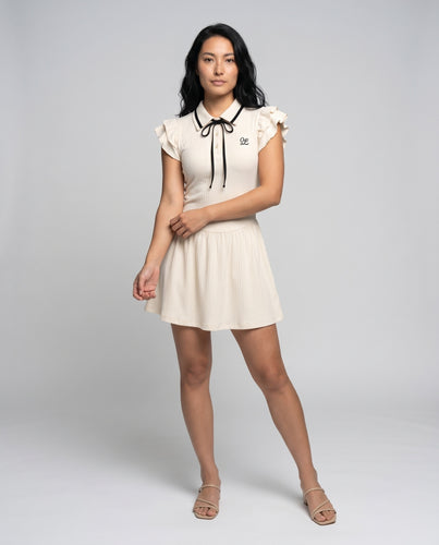 Damen Minikleid mit dekorativen Rüschen und verspieltem Kragen