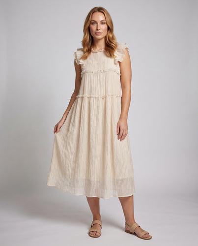 Damen Off-Shoulder Maxikleid mit Rüschendetails